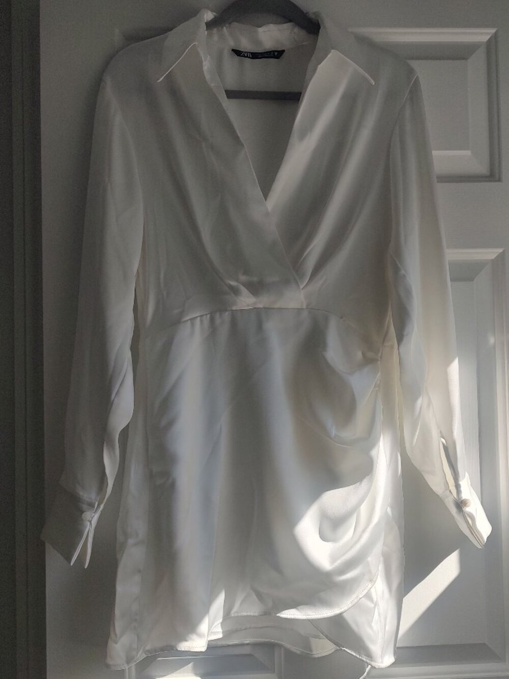 Zara White Satin Dress